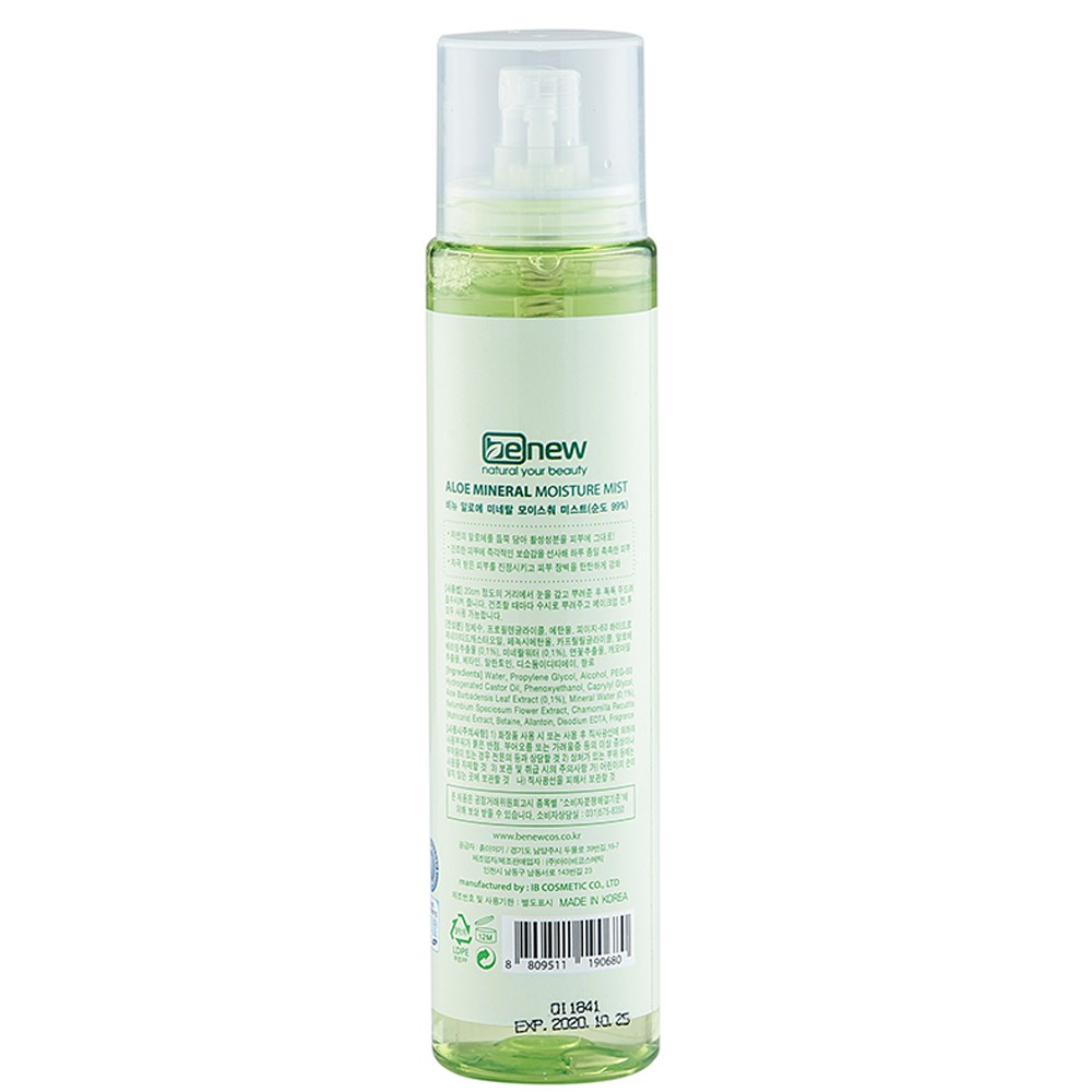 Nước xịt khoáng dưỡng và làm mềm da Benew Aloe Mineral Moisture Mist Hàn Quốc 150ml