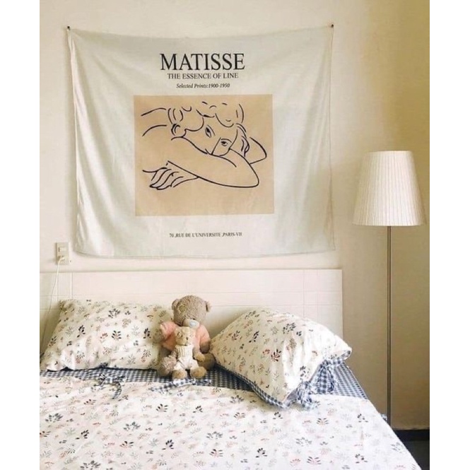 Tranh vải treo tường Matisse, thảm decor phong cách retro (120x150cm, tặng móc treo)