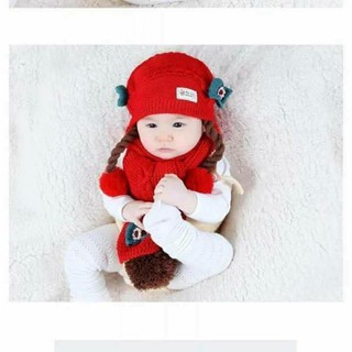 Set khăn mũ tết tóc đuôi sam