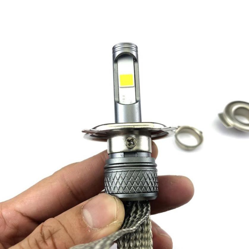 Đèn Pha Led 2 Tim Râu H4 , M5  Sáng Trắng