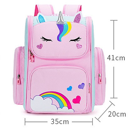 Balo học sinh cho bé gái đi học, chống gù lưng, siêu nhẹ. hình unicorn cute ngộ nghĩnh, có phản quang - Lado shop