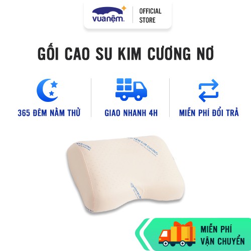 [LIFEBMO062] Gối Cao Su Kim Cương Nơ 40x55 100% cao su thiên nhiên nâng đỡ cổ vai gáy, giúp ngủ sâu bảo hành bởi Vua Nệm