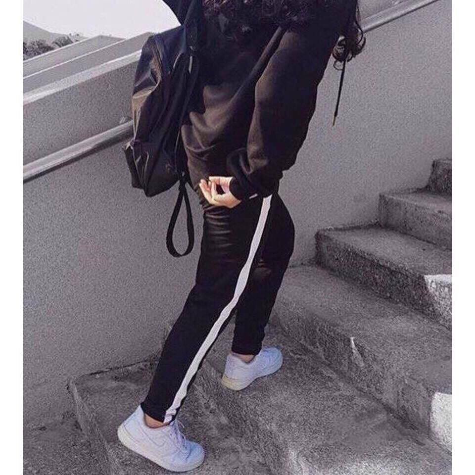 Quần Jogger Đen 1 sọc trắng (ống suông) | BigBuy360 - bigbuy360.vn