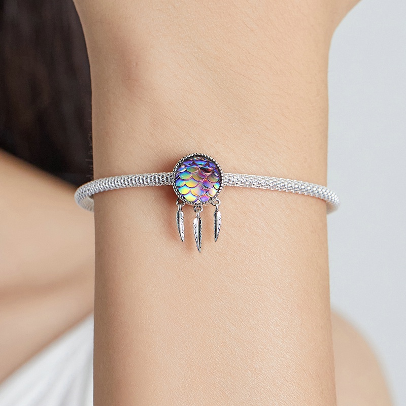 Bamoer Bạc 925 Hạt Charm Dreamcatcher Phụ Kiện May Mắn Cho Vòng Tay Tự Làm