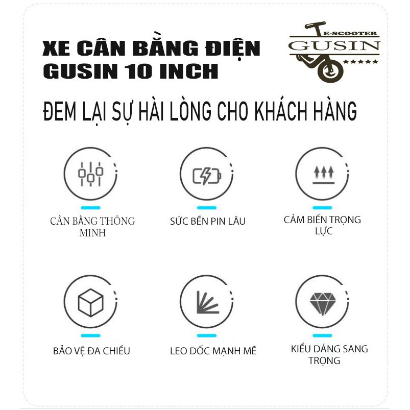 Xe Điện Cân Bằng 10Inch MÀU XANH ĐẬM / tp.HCM / GuSin / Nhiều Màu / Thế Hệ Mới Nhất