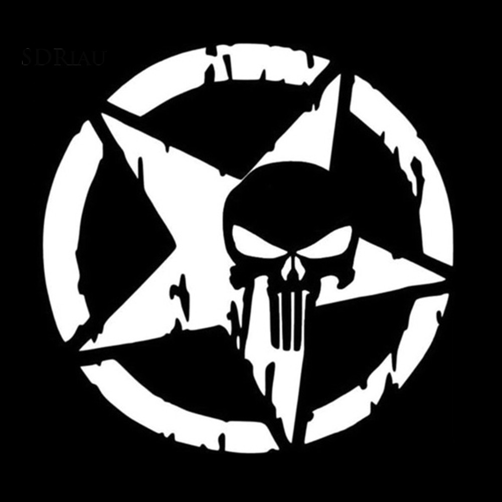 Đề can dán xe hơi xe máy hình đầu lâu trong ngôi sao