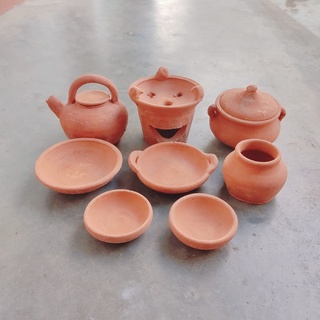 Bộ đồ chơi nấu ăn trẻ em, đồ hàng nấu ăn bằng đất nung set 8 món mini, hàng thủ công xứ Nẫu Bình Định an toàn cho bé
