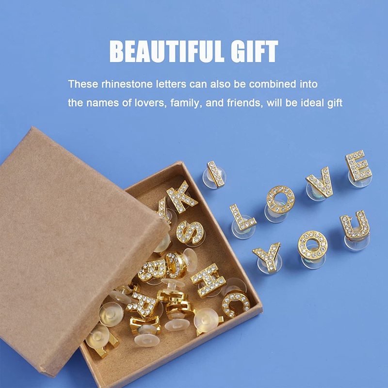1 Phụ Kiện Hình Chữ Cái Alphabet Bằng Kim Loại Đính Đá Trang Trí Giày Dép Cho Nữ