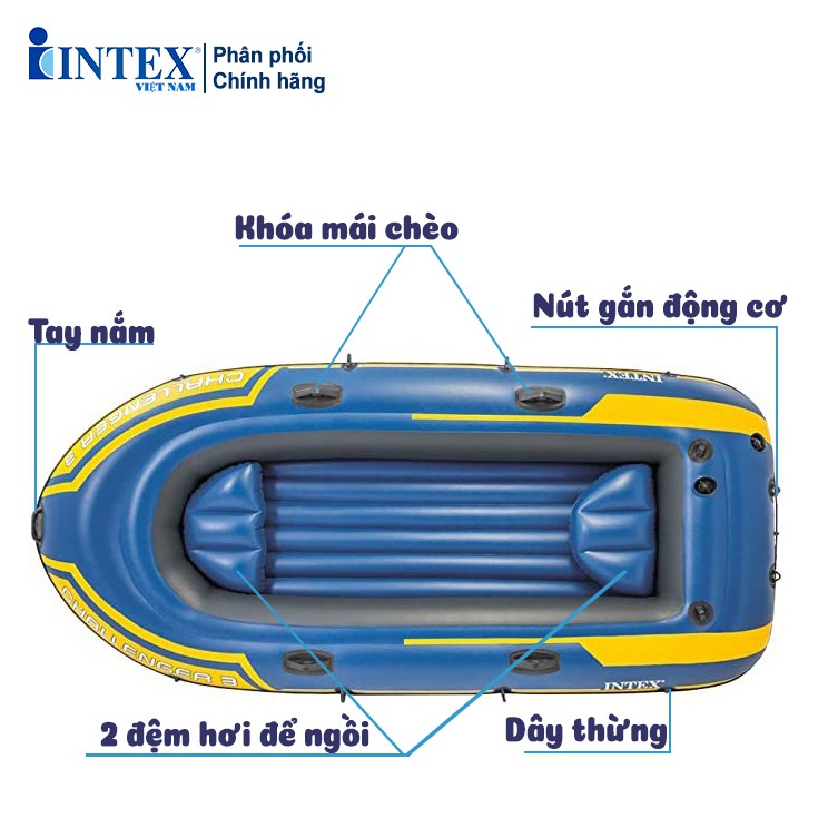 Thuyền bơm hơi Challenger 3 người chính hãng INTEX 68370, bảo hành 12 tháng