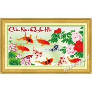 Tranh thêu Cửu ngư quần hội 222730