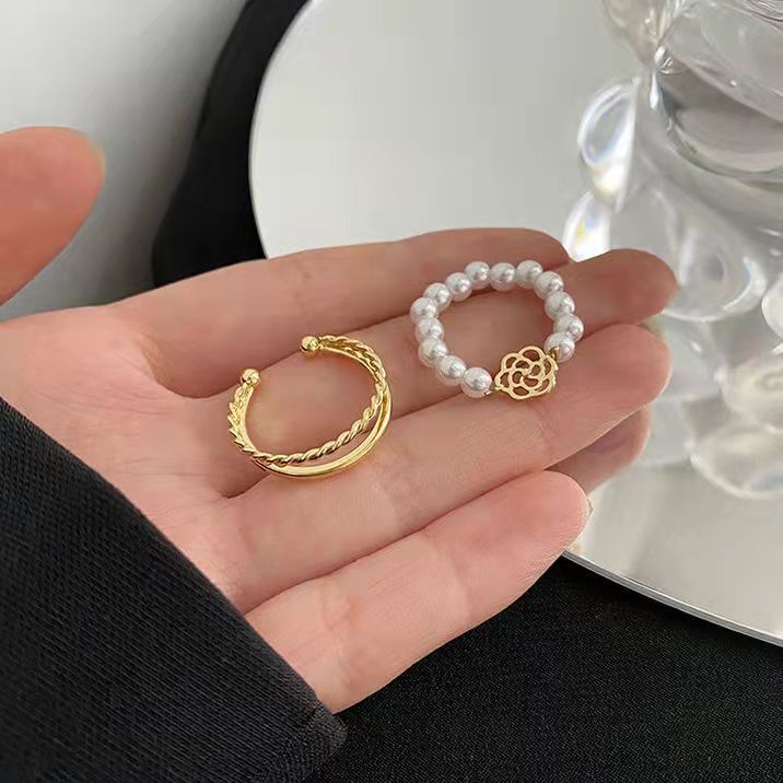 Nhẫn Hở Đính Ngọc Trai Hình Hoa Xinh Xắn Cho Nữ