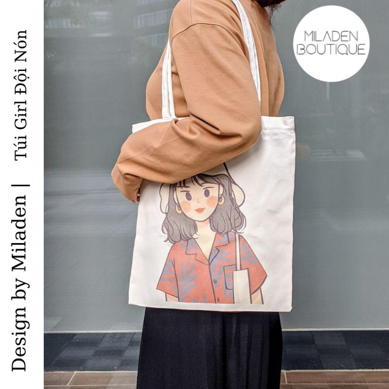 [Combo Stickers] Quà tặng Túi Tote, Túi Vải Canvas Cao Cấp và Phụ Kiện Xinh MILADEN.