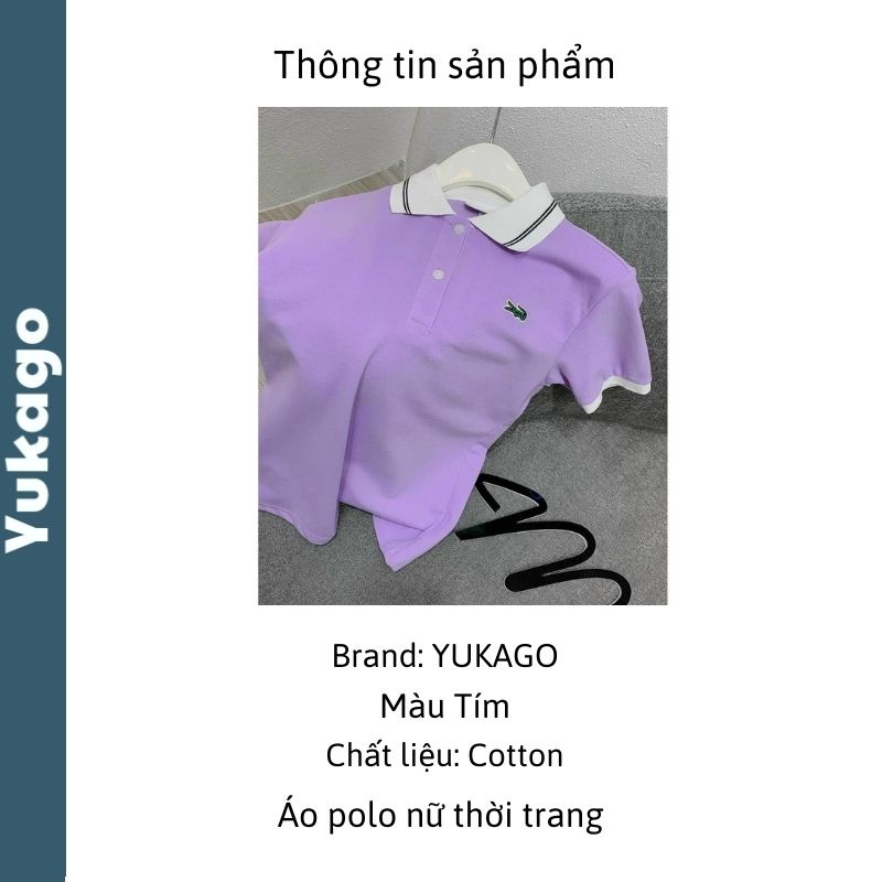 Áo polo nữ phông màu tím hot trend chất thun cá sấu mềm đẹp thấm hút tốt Yukago M1.137.S