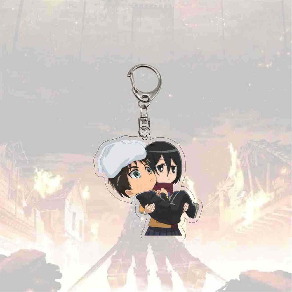 Móc Khóa Hai Mặt Họa Tiết Hoạt Hình Attack on Titan Trang Trí Nội Thất Xe Hơi