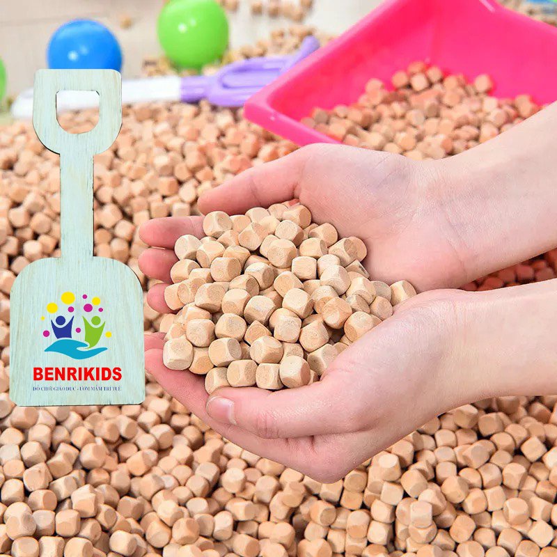 Đồ Chơi Xúc Cát Hạt Gỗ Loại 500g Bằng Gỗ Benrikids Hàng Loại 1 Mịn Đẹp Cho Bé