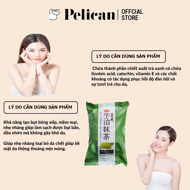 Xà phòng tắm chiết xuất từ trà xanh Pelican Family Soap Uji Green Tea 80g