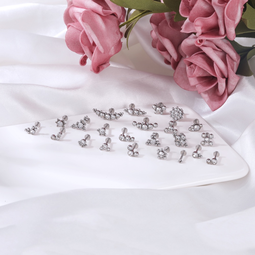 Chiếc khuyên tai/khuyên môi 6/8mm bằng thép không gỉ đính pha lê Helix 16g thời trang cá tính