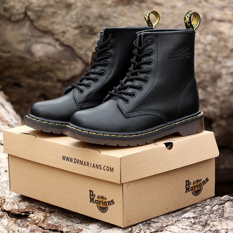 Giày 1460 cao cổ đen trơn DR Boots Dr. Martens màu trắng thời trang phong cách retro dành cho nam và nữ（Size35-45）