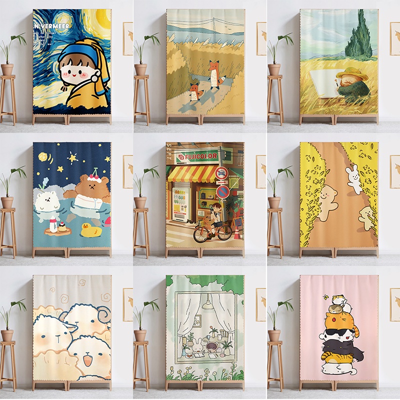 New Door Curtain Home Punch-Free Partition Curtain To Block Curtain Cloth Curtain Cabinet Windproof And Dustproof Bedroom Half Curta