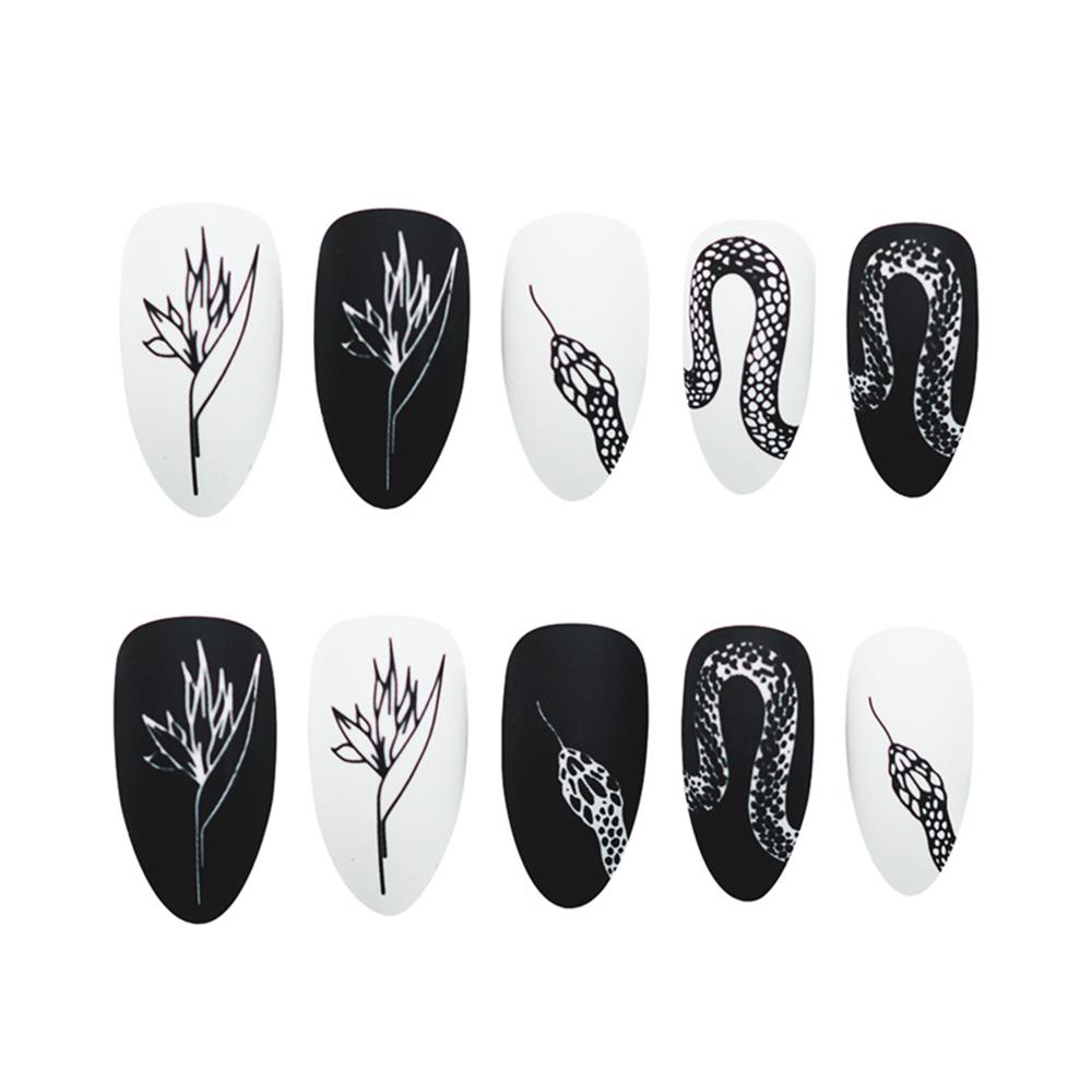 Set 24 Móng Tay Giả Họa Tiết Rắn Độc Đáo Thời Trang