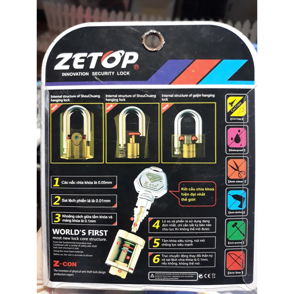 Ổ khóa Zetop các loại, chống trộm hiệu quả