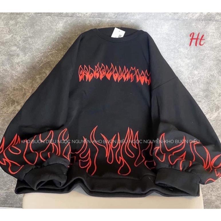Áo nỉ bo cotton lửa xanh đỏ HT12