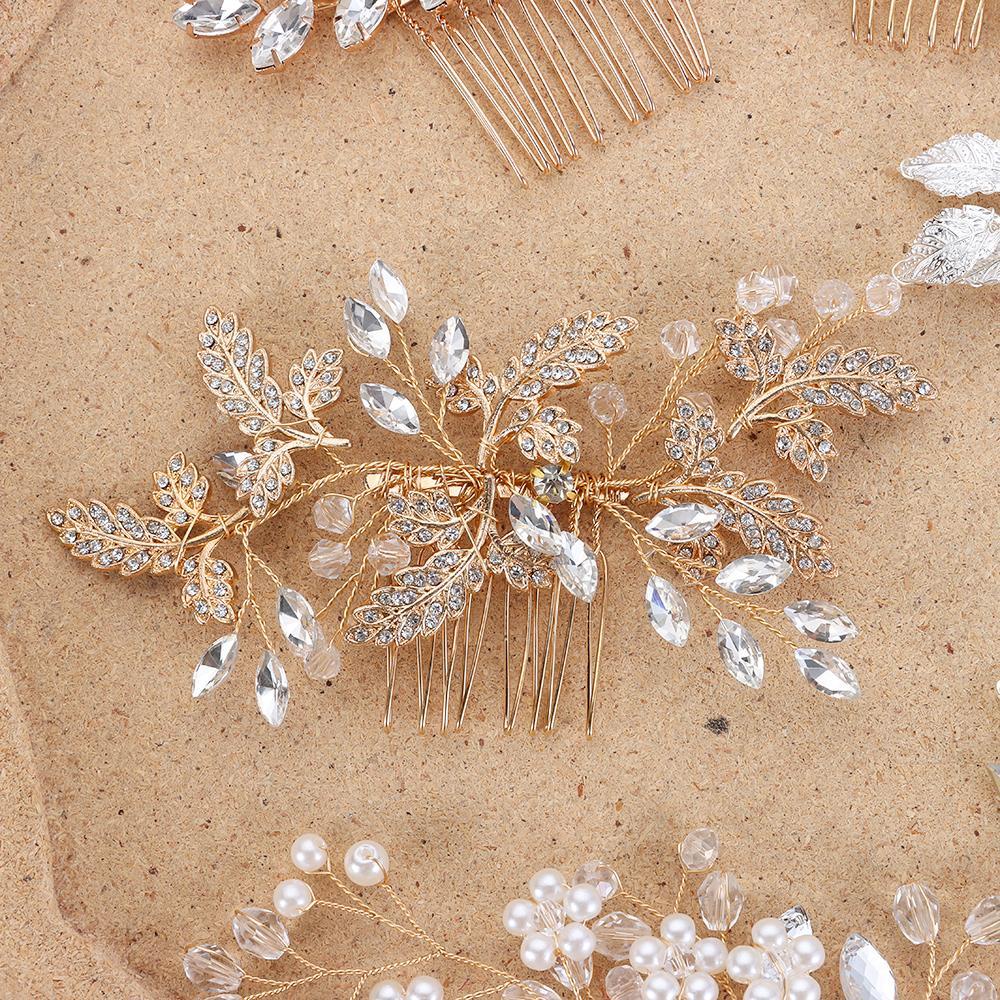 Lược Cài Tóc Hình Chiếc Lá Thời Trang Dành Cho Cô Dâu