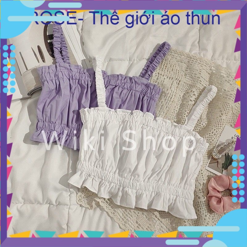 Áo Croptop Nữ 2 Dây Tiểu Thư Cá Tính Chất Đũi Nhẹ Mát