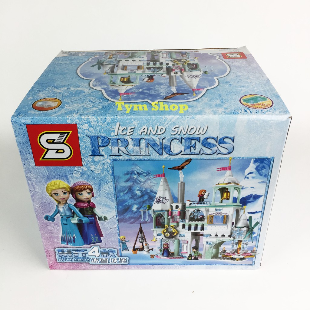 Xếp hình Lego Friends Lâu đài Tuyết Mẫu SY1428 Lego xếp hình cho bé gái Elsa băng giá công chúa lọ lem Frozen - Bộ 4 hộp