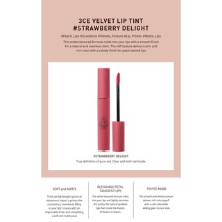 Son 3CE VELVET LIP TINT #STRAWBERRY DELIGHT