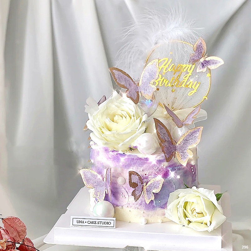 Set 11 Phụ Kiện Trang Trí Bánh Kem Hình Bướm/Hoa/Bướm Xinh Xắn
