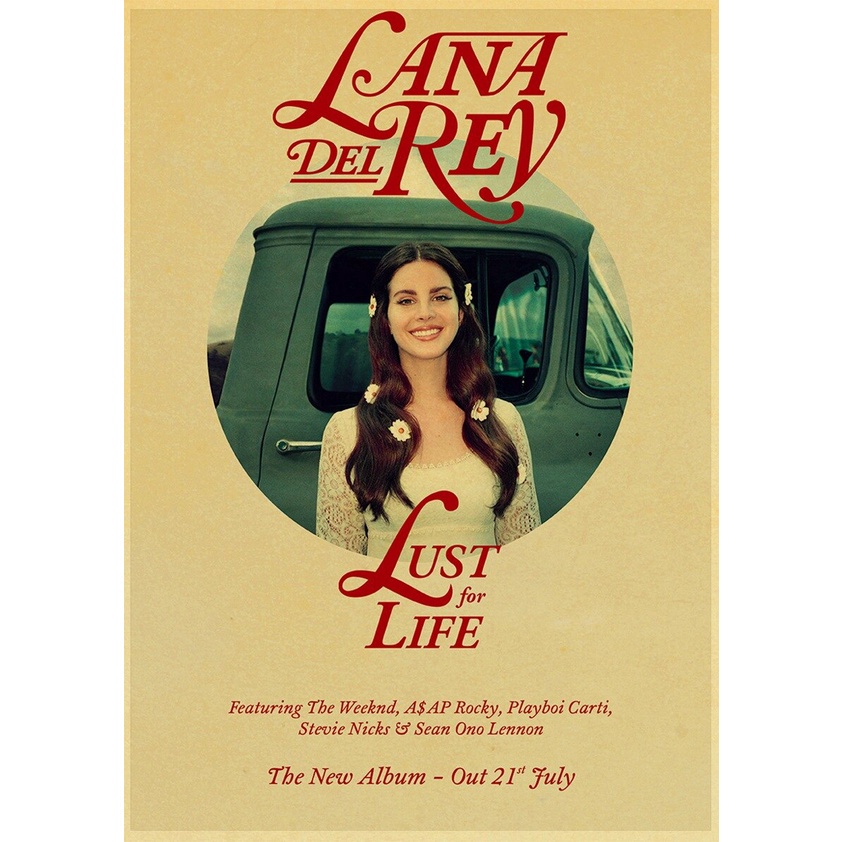 Ca sĩ nổi tiếng lana del rey áp phích cổ điển giấy kraft cho phòng ngủ tại nhà quán cà phê trang trí tường áp phích