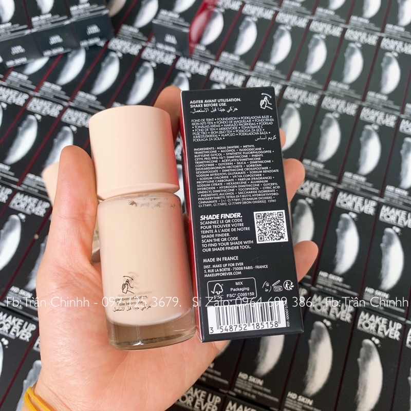 Kem nền MAKE UP FOR EVER Skin HD Foundation Y205 1N00, R210 1R02, Y215 1Y04, Y218 1N06, Y225 1Y08