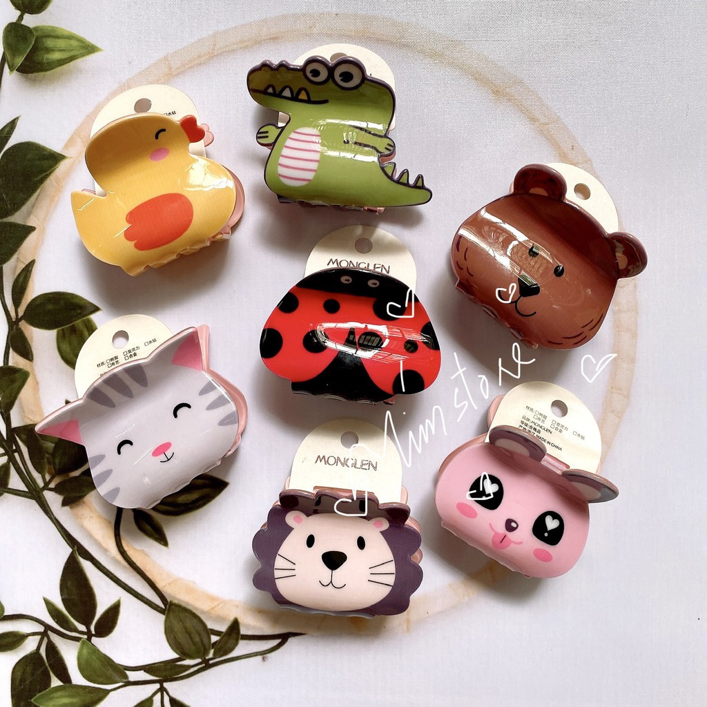 Kẹp gấp tóc nhựa thú nhiều mẫu gấu dâu lotso dễ thương TIMSTORE phong cách hàn quốc