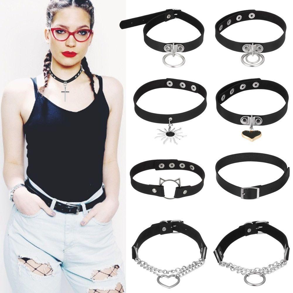 Vòng cổ Choker Da Phong Cách Harajuku Punk Cá Tính Cho Nữ