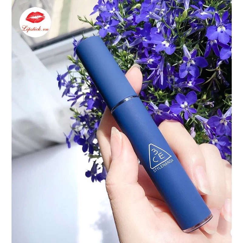 Son 3CE Xanh môi vỏ xanh siêu lì không trôi bóng giá rẻ   - Son môi 3CE