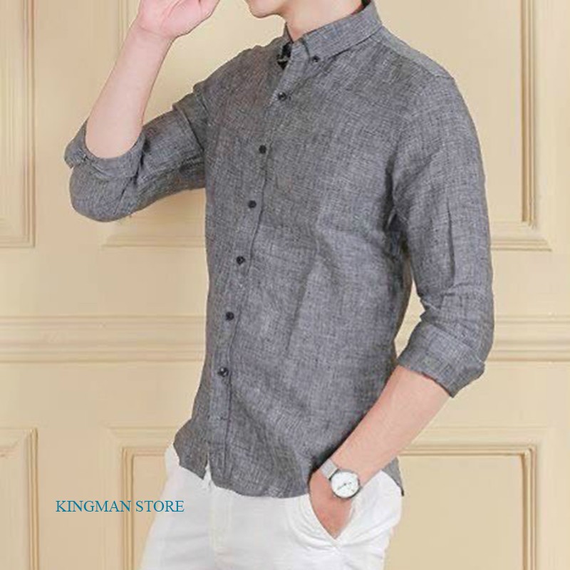 Áo Sơ Mi Nam Vải Đũi Cao Cấp, Áo Sơ Mi Ca Rô Dài Tay Chất Liệu Đũi Mềm Mịn Không Nhăn Mặc Rất Thoáng Mát - KINGMAN STORE | BigBuy360 - bigbuy360.vn