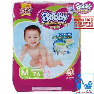 Tã Quần Bobby Siêu Thấm Khô Thoáng Size M76 (Lớp thấm mồ hôi lưng, cho bé 6-11kg)