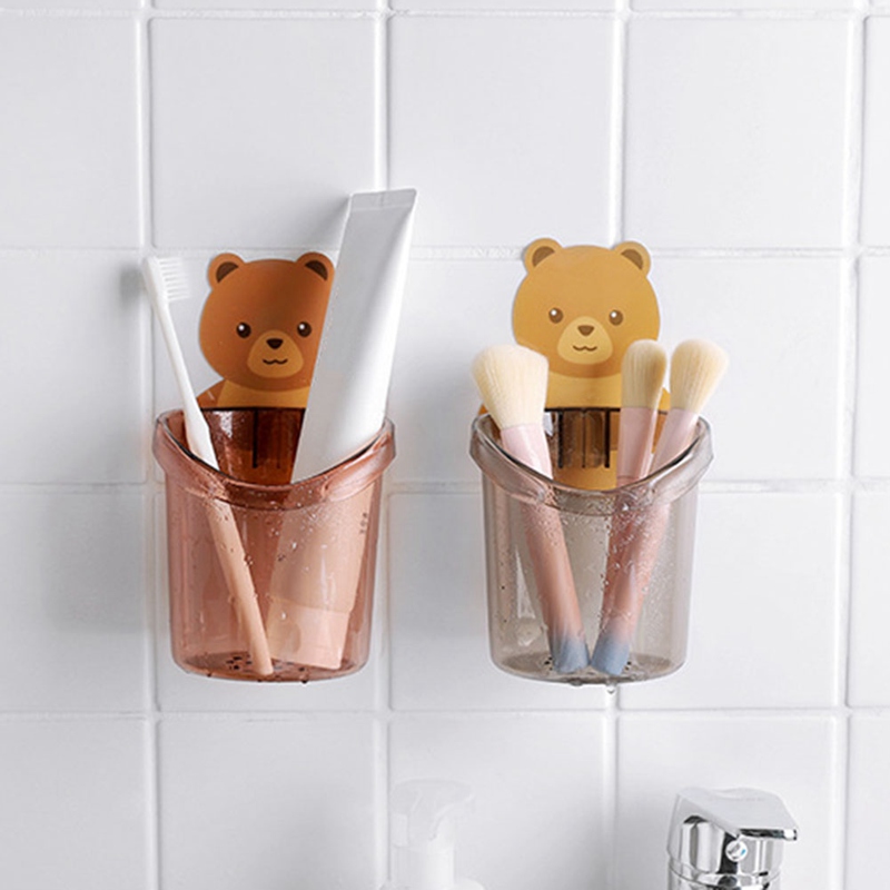 Cốc Dán Tường Nhà Tắm Hình Gấu Nâu Dễ Thương - Cốc Đựng Bàn Chải Đánh Răng - Cốc Hình Gấu