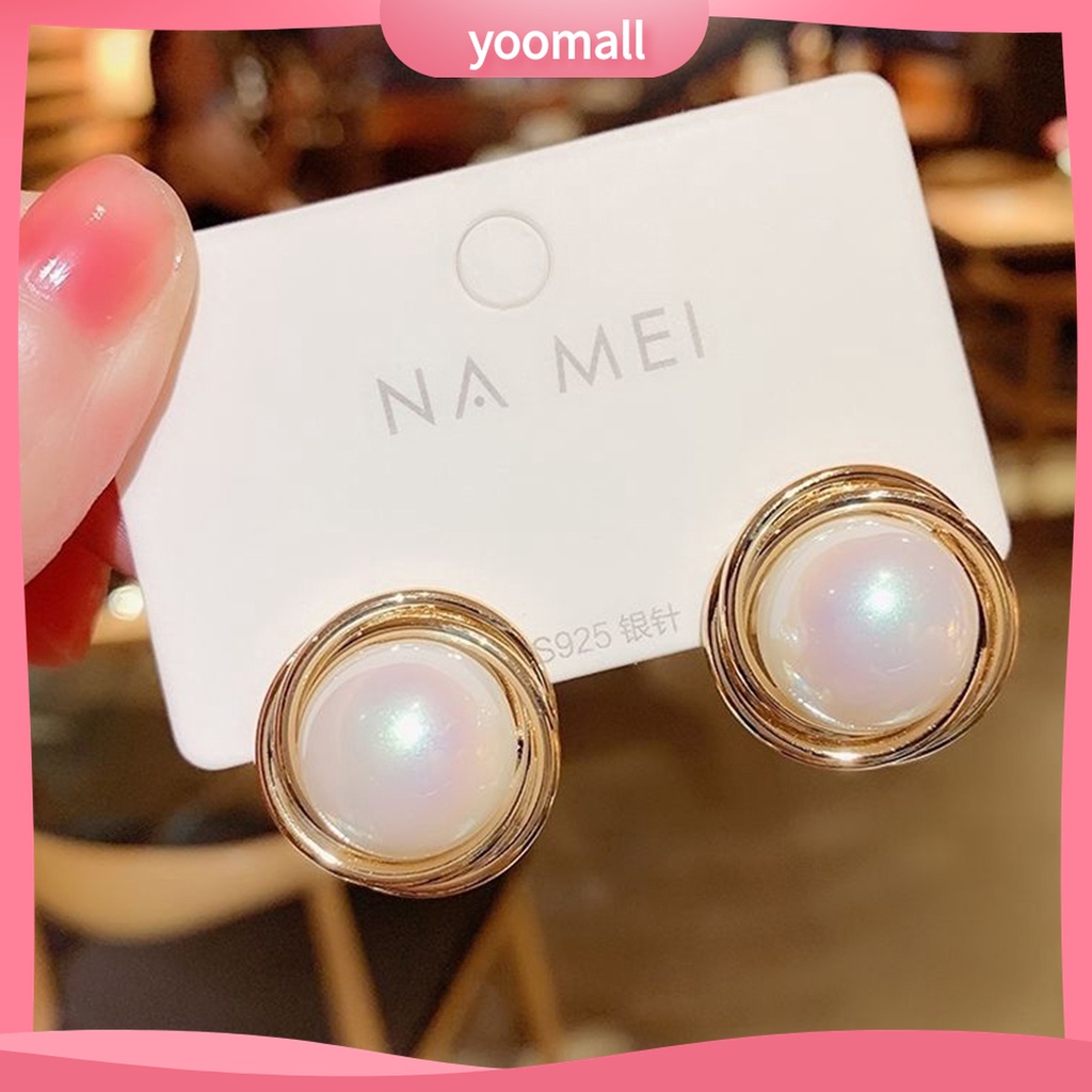 Yomall♡ 1 Đôi Bông Tai Ngọc Trai Giả Mạ Điện Phong Cách Hàn Quốc