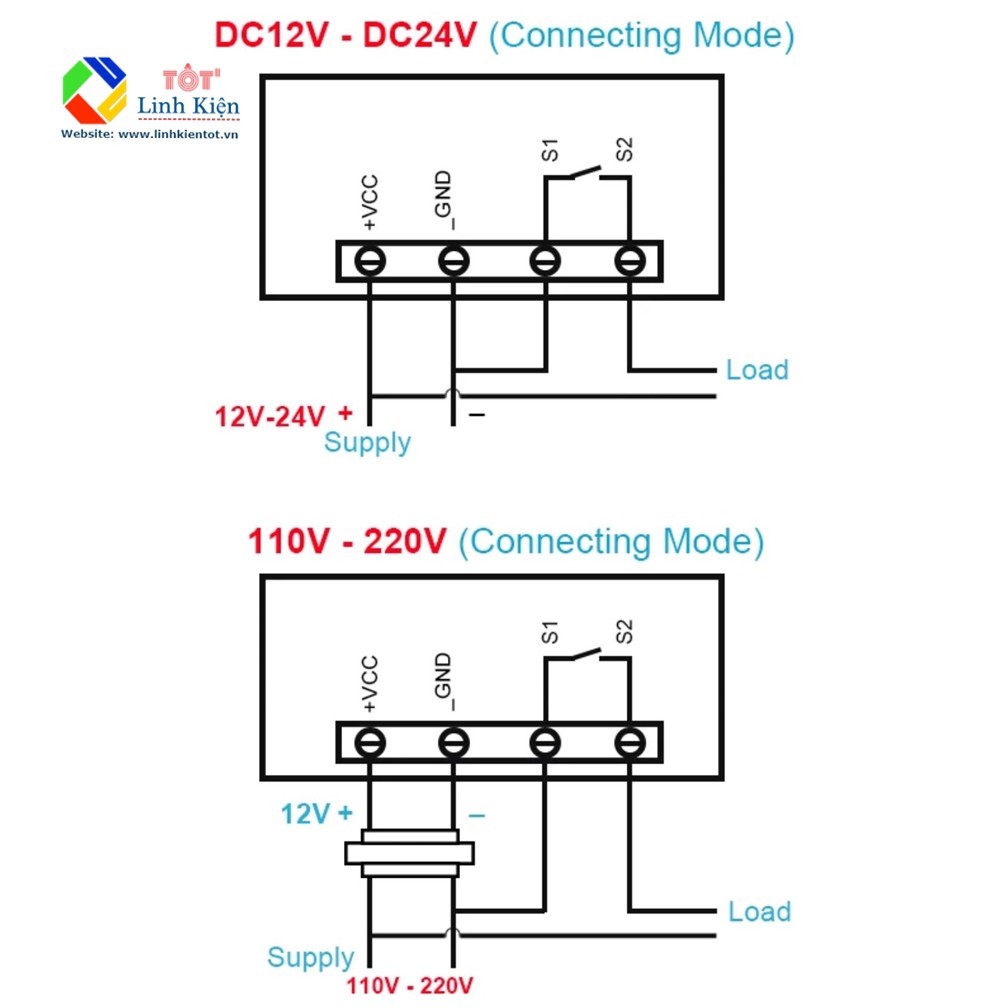 Bộ điều khiển nhiệt độ W3230 - DC12v/ AC 220v bộ ổn định nhiệt độ hiển thị LED