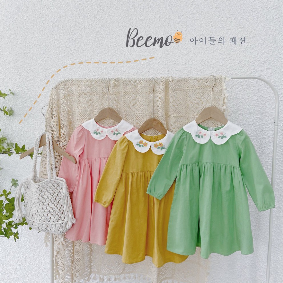 Váy bé gái kiểu dáng babydoll Hàn Quốc 3 màu - 21V017