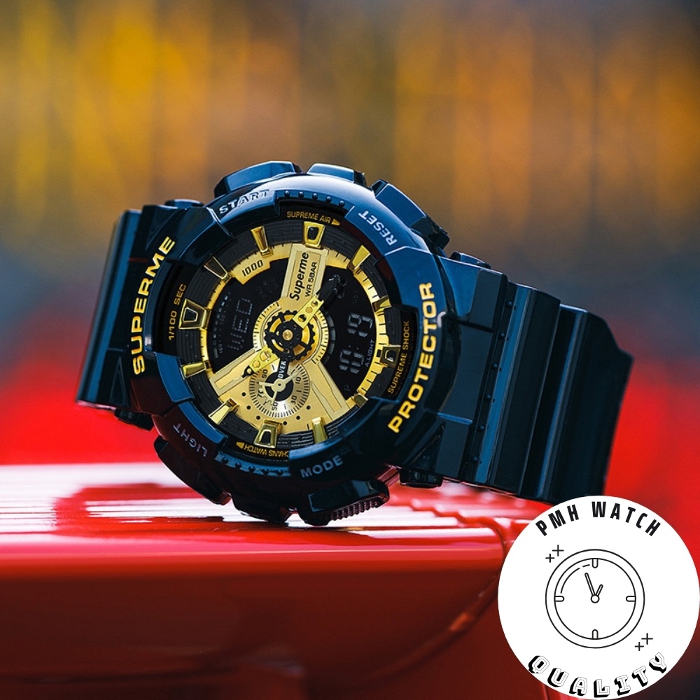 Đồng hồ đeo tay nam, Đồng hồ unisex thể thao GA110 màu đen vàng 55mm × 51,2mm × 17,4mm | BigBuy360 - bigbuy360.vn