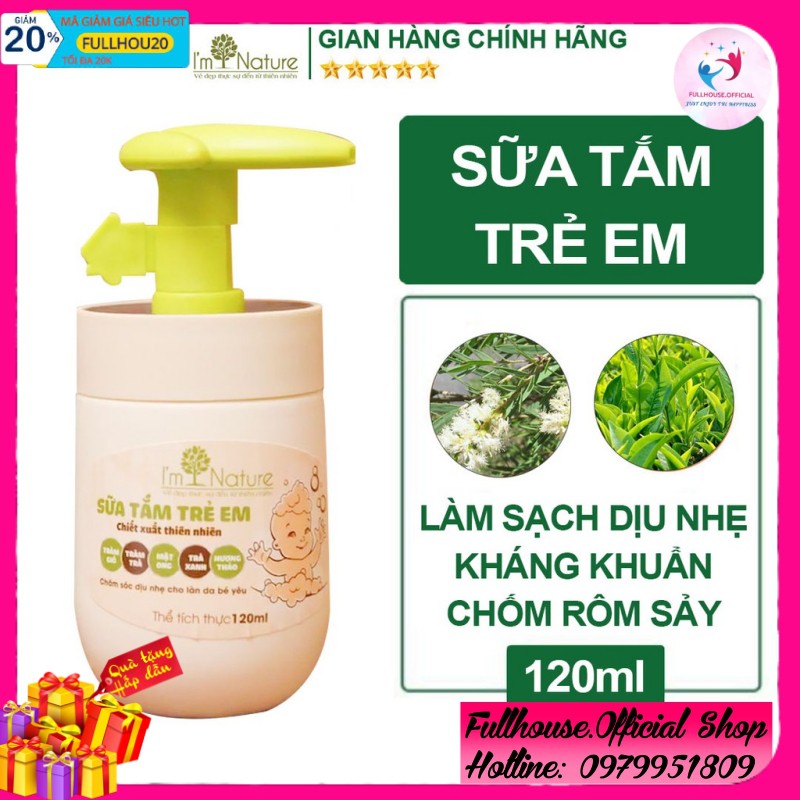 Sữa Tắm Ngừa Rôm Sảy Cảm Gió Cho Bé I'M NATURE 120ml