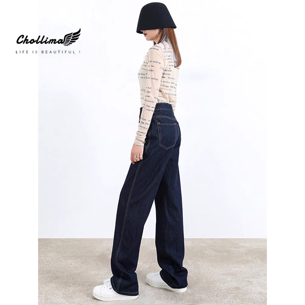 Quần jeans nữ Chollima ống rộng SIMPLE JEAN Unisex vải jean cao cấp chất đẹp QD049 | BigBuy360 - bigbuy360.vn