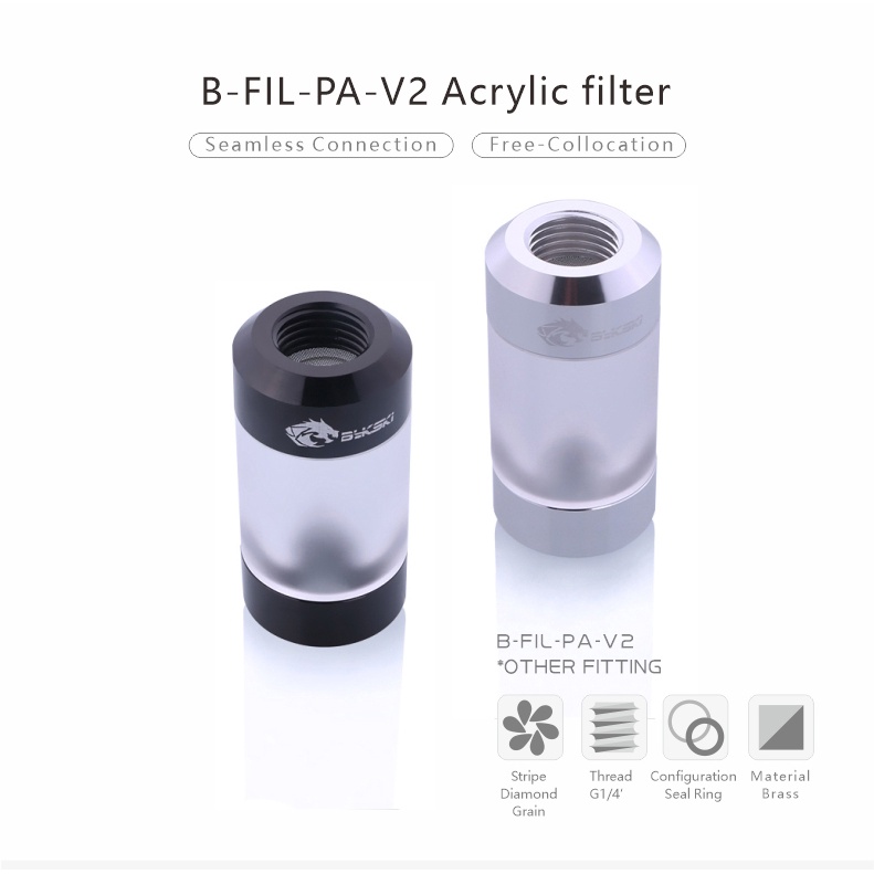 Hệ Thống Lọc Nước Bykski B-FIL-PA-V2 Double G1/4 Bằng Kim Loại + Acrylic Cho Máy Tính