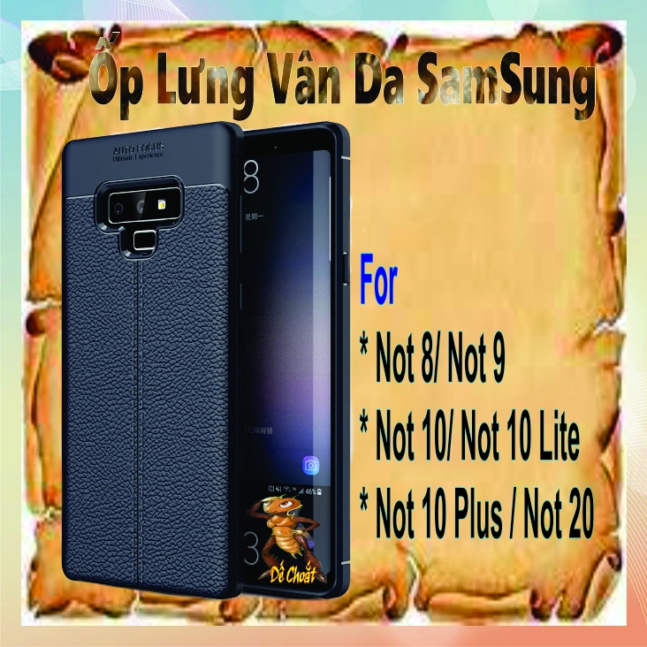 Ốp lưng silicon dẻo, vân da cao cấp samsung not 8 - not 9 - not 10 - not 10 lite - not 10 plus - not 20.