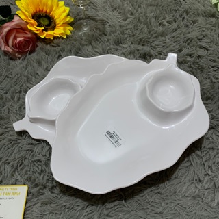 Dĩa nhựa fataco dĩa hình chiếc lá màu trắng DTC08