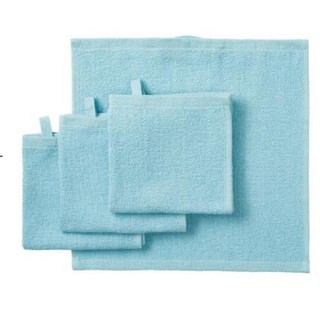 Khăn lau 4 chiếc IKEA KORNAN - Washcloth, light blue/ grey, 30x30 cm