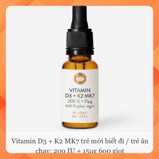 Vitamin D3K2-MK7 sunday natural 200IE nội địa Đức